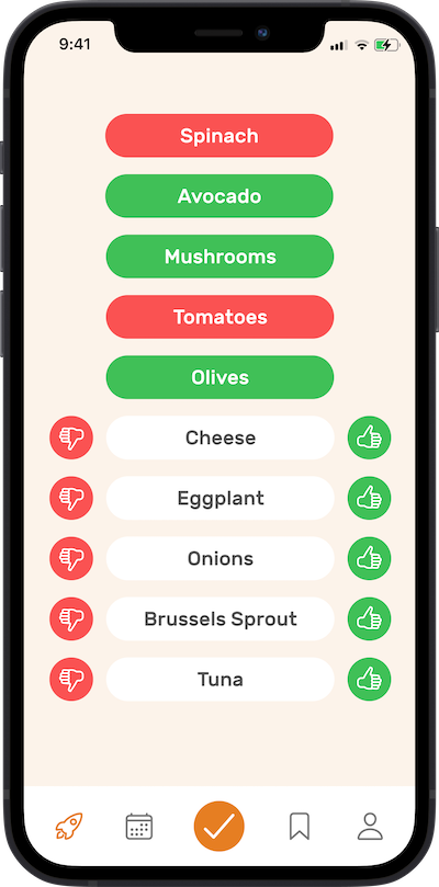 iphone app prefrences seletion screen